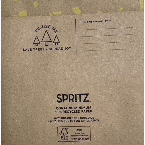 Spritz Gift Bags Brown Gold Foil Specks Set Of 2 All Occasions Recycled NWT - Picture 2 of 7